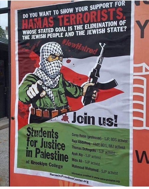 Shocking Anti-‘Students For Justice In Palestine’ Posters Plastered Around Brooklyn College Campus