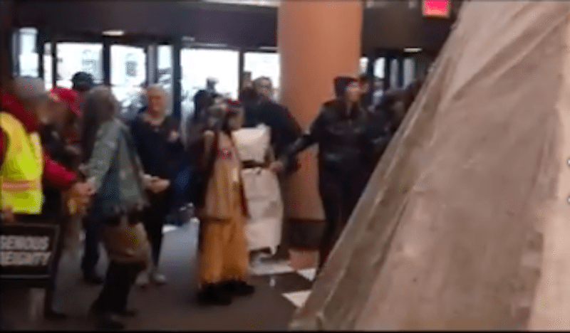 Native Americans & Activists Protest Dakota Access Pipeline At Clinton’s Brooklyn Headquarters Yesterday