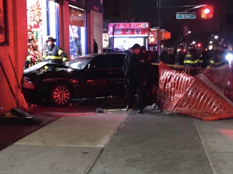 Livery Cab Smashes Into Glass Window Of Discount Store At 5th Avenue & 9th Street, Injuring 4