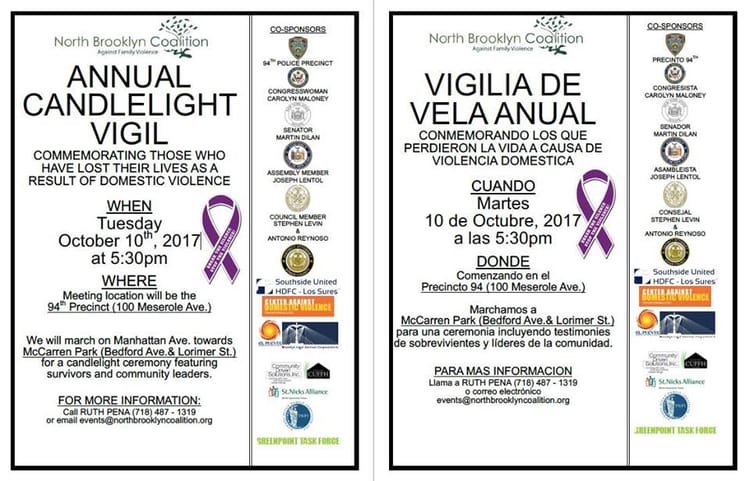 Candlelight Vigil Against Family Violence Tonight in McCarren Park