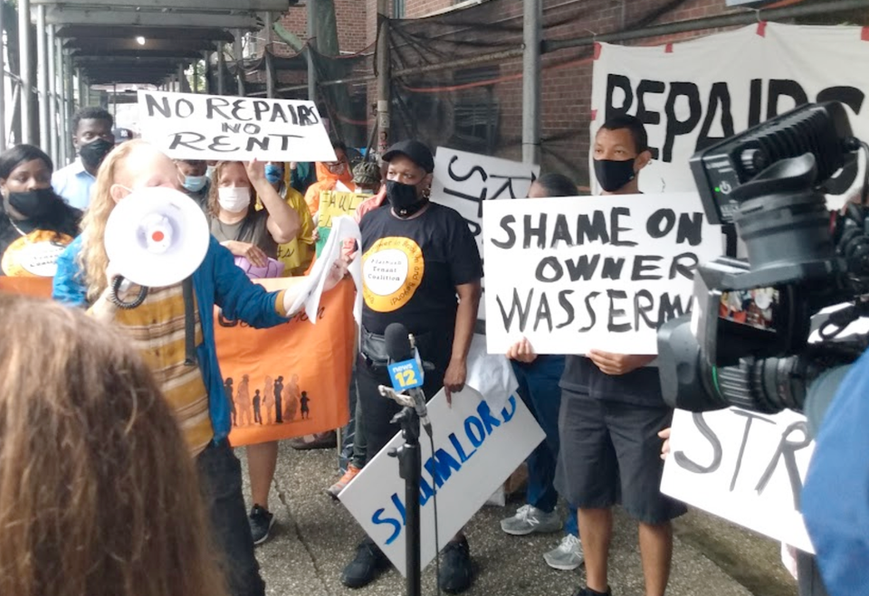 Brooklyn Tenants Rally Outside Ocean Avenue Building Demanding Repairs