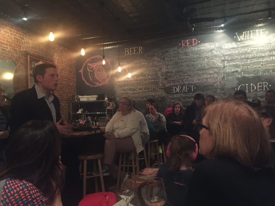 Senate Contender Barkan Fields Questions at The Owl’s Head on Monday