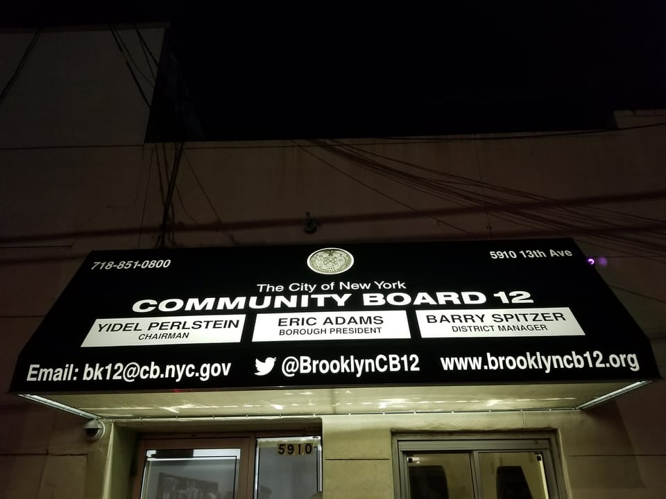 CB12 April Meeting – Schools, Garbage, Process