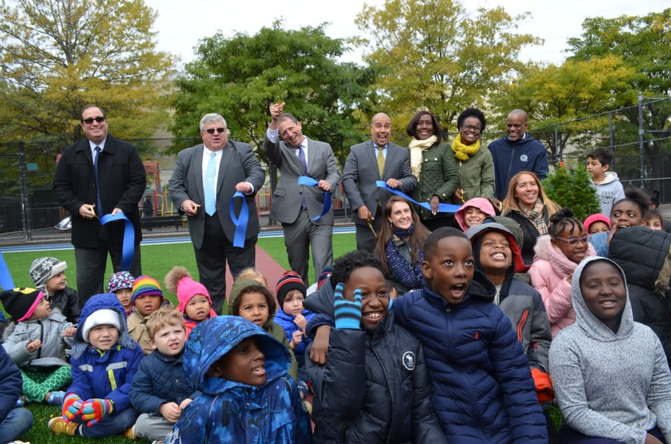 Students Help Cut Ribbon For New ‘Green’ Playground At P.S. 282