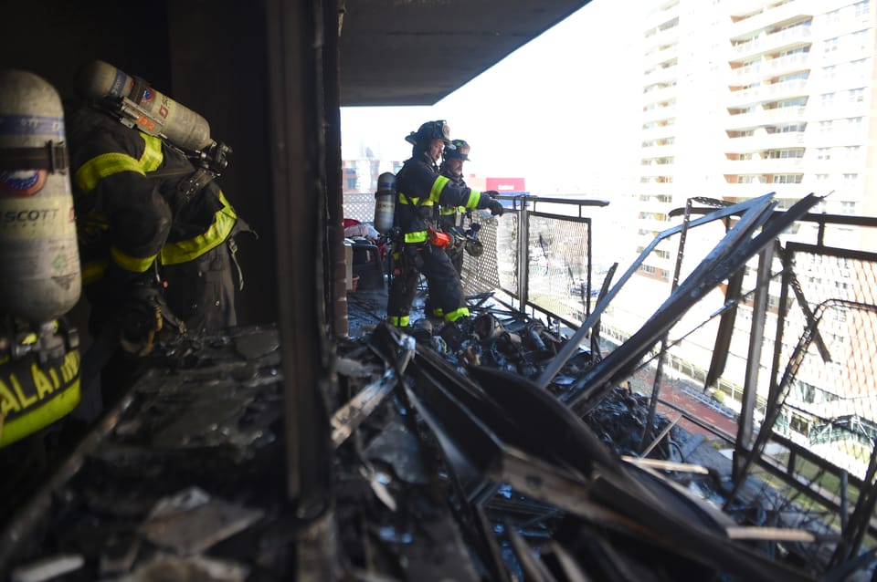 Firefighters Battle High Rise Fire at Trump Village