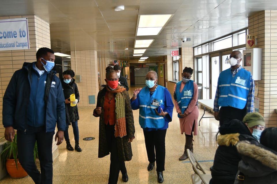 First Lady Chirlane McCray Tells Canarsie Vaccine Site Workers: “You are Loved”