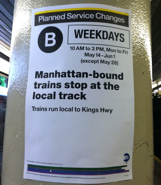 Confusing Weekday Changes on the Subway