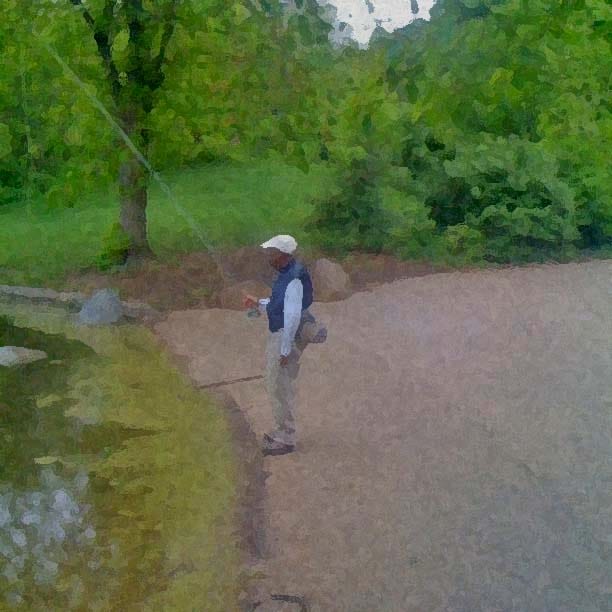 Impressionistic Fishing in Prospect Park