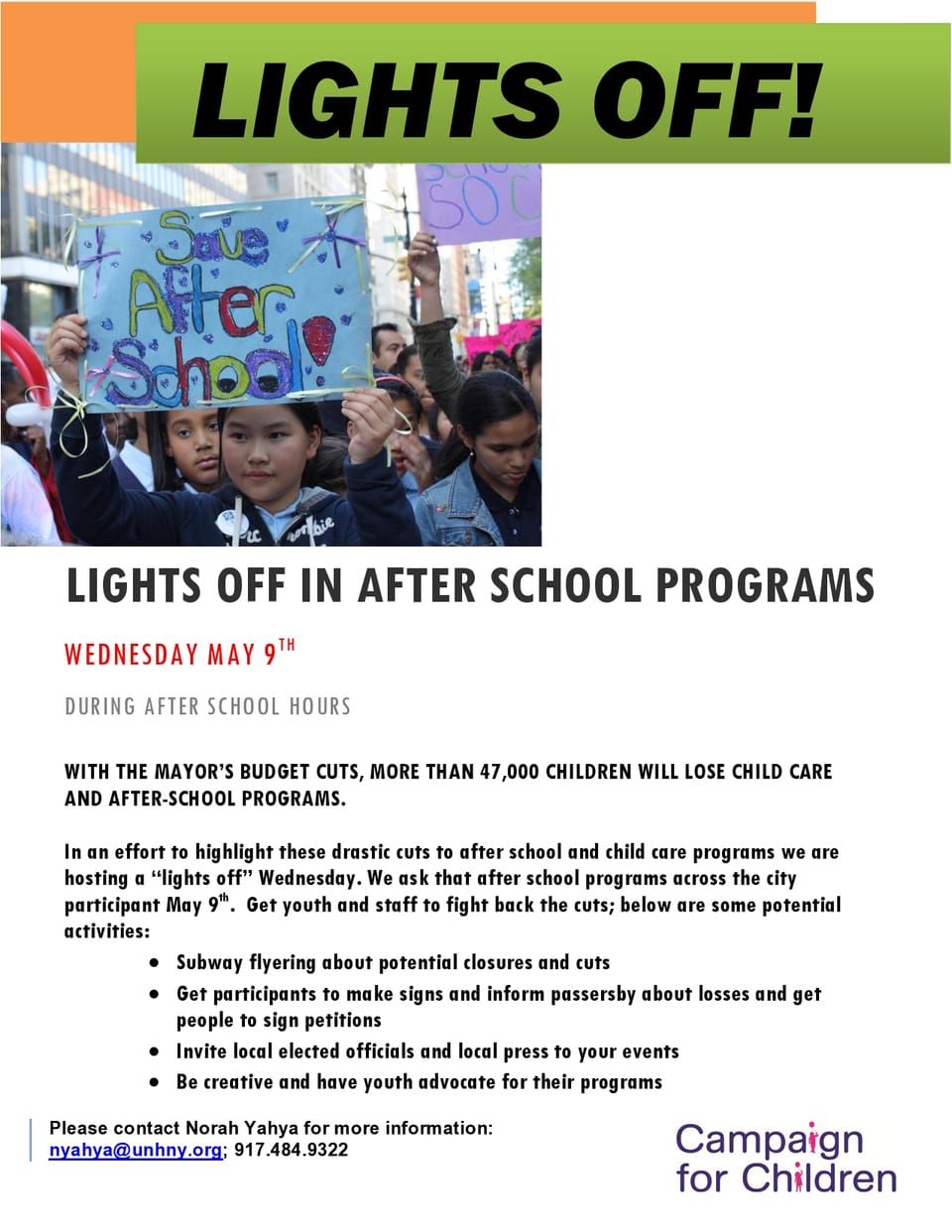 Sound Off Against After School Cuts at a March at PS 139 This Wednesday