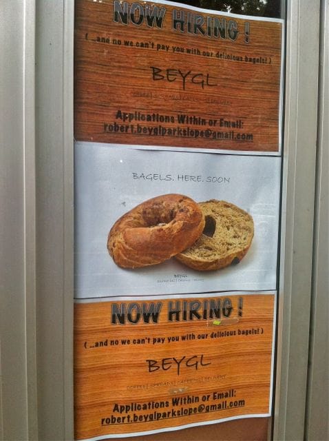 Beygl Hiring, Will Not Pay in Bagels