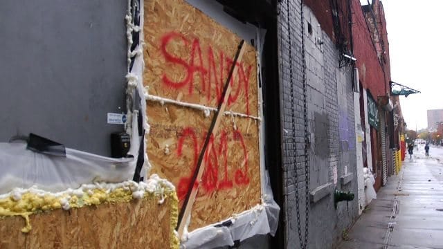 Sandy Snapshot: Business Boarded Up Near Smith/9th St Bridge