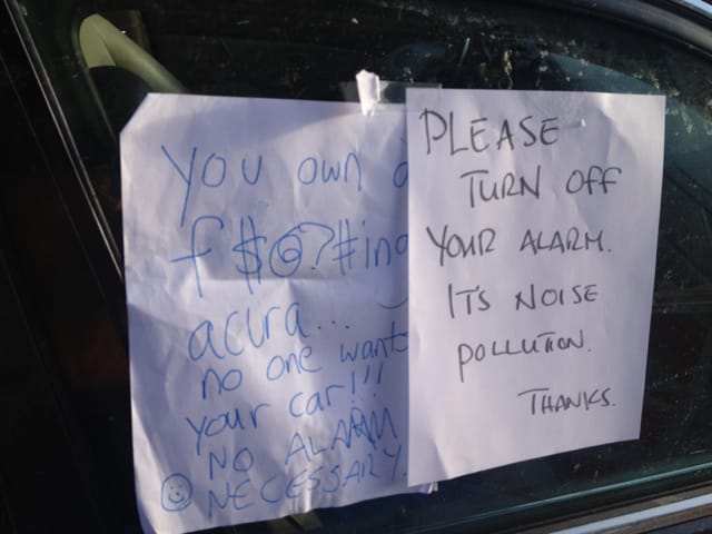 Passive Aggressive Notes About a Three-Hour Car Alarm