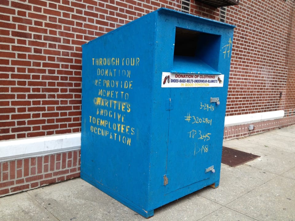 New Sketchy Clothing Donation Bin On Westminster