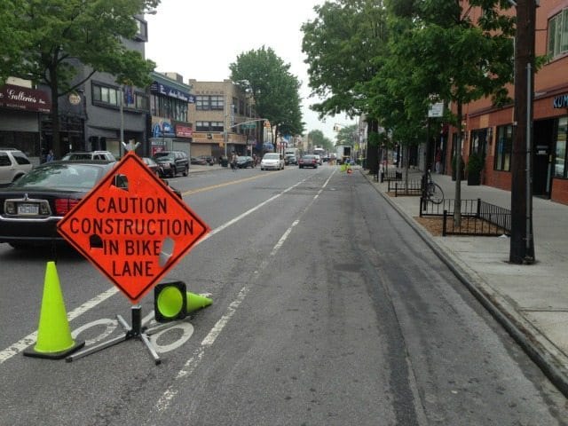 Construction Closes 5th Ave Bike Lane Tuesday