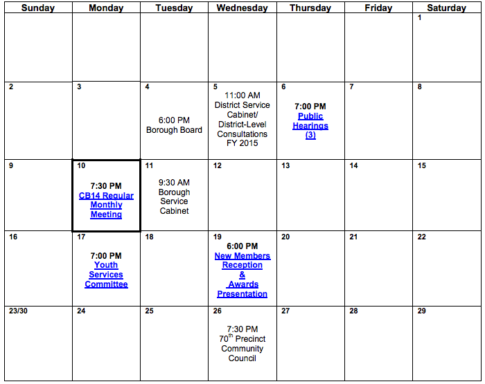 Community Board 14 June Meetings