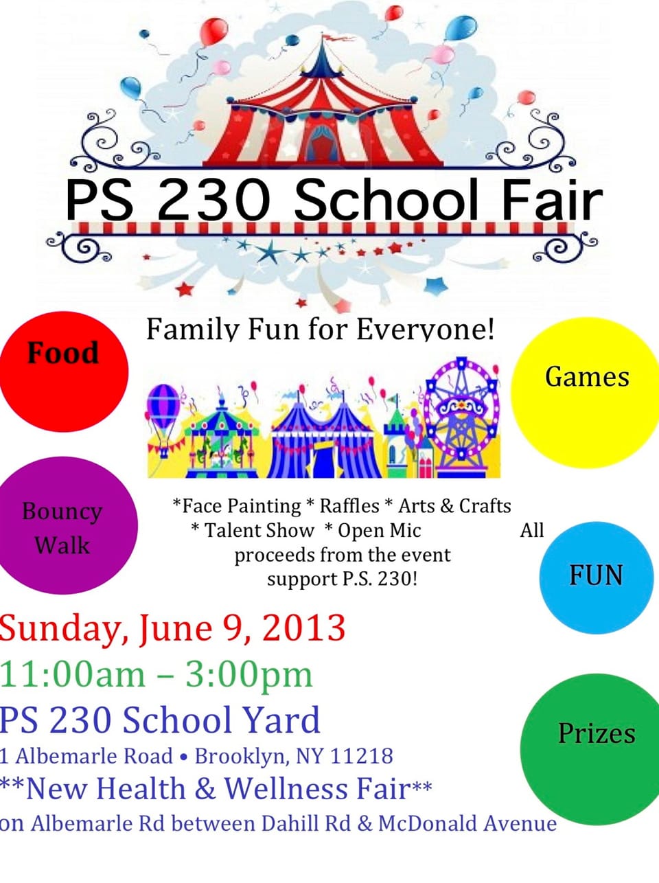 PS 230 Annual School Fair On Sunday, June 9