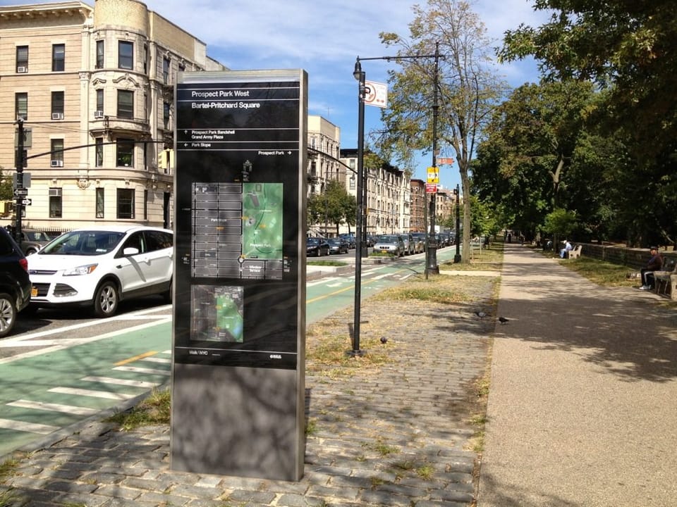 WalkNYC Wayfinding Kiosk Installed On Prospect Park West