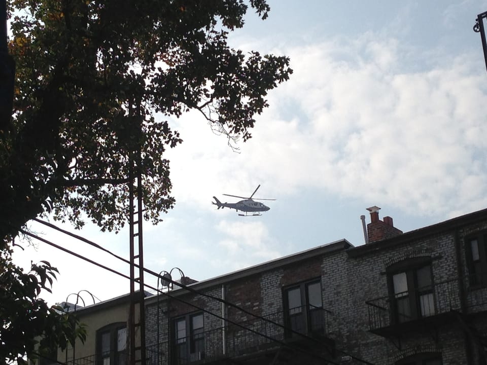 NYPD Helicopter Hovering Over South Slope