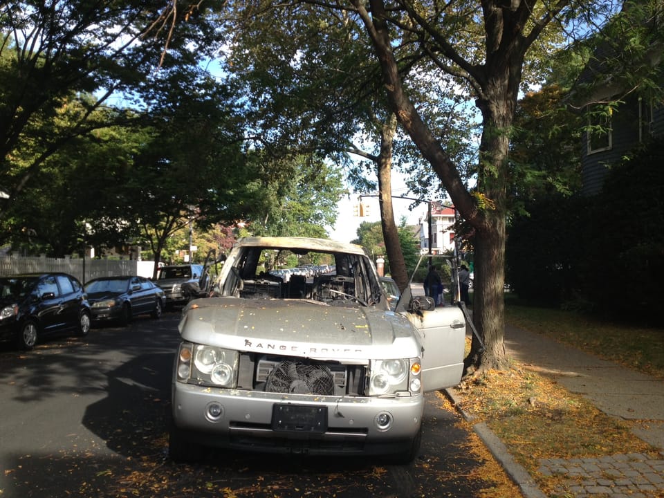 Charred Car On Rugby Road