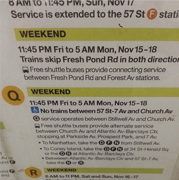 This Weekend’s B & Q Subway Service Changes