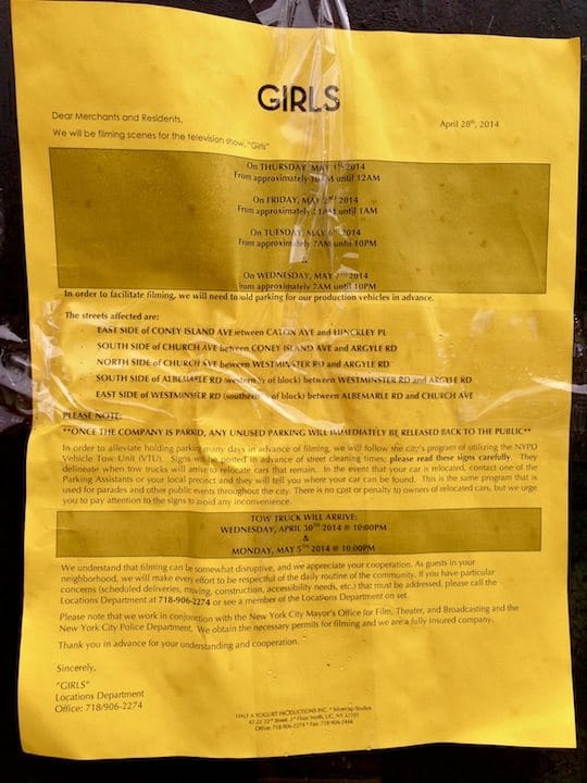 GIRLS Will Be Filming In The Neighborhood Next Week, Too