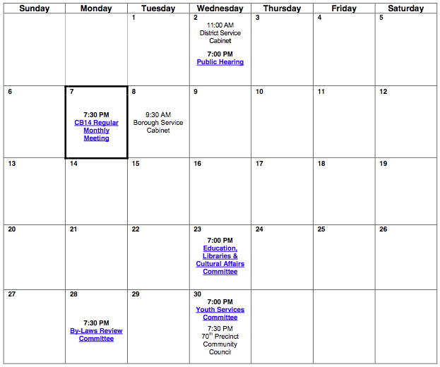 Community Board 14 April Meetings