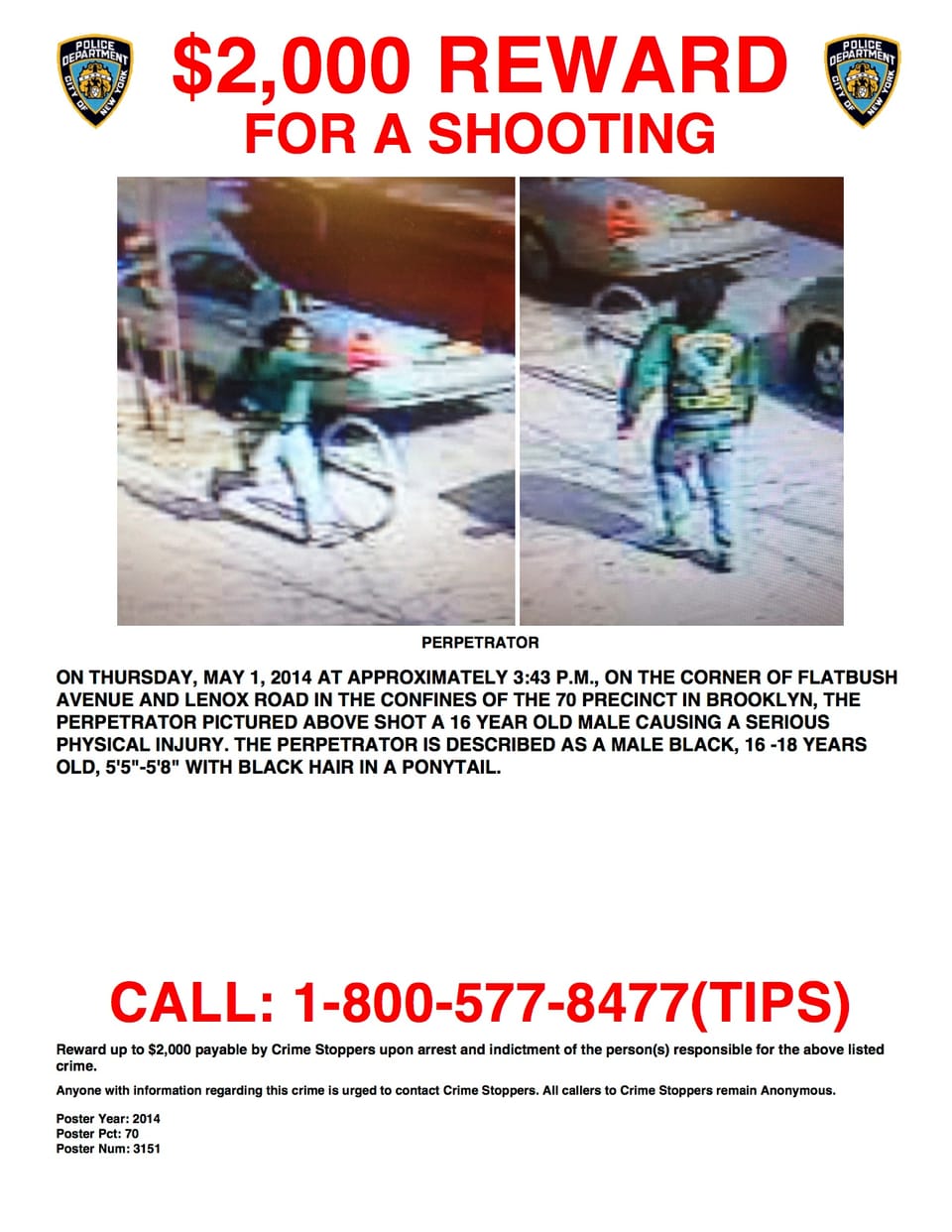 Police Seek Suspect In May 1 Shooting On Flatbush Avenue & Lenox Road