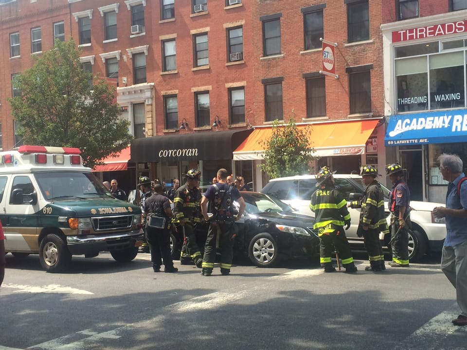 Car & Ambulance Crash Blocks Traffic On Lafayette Avenue