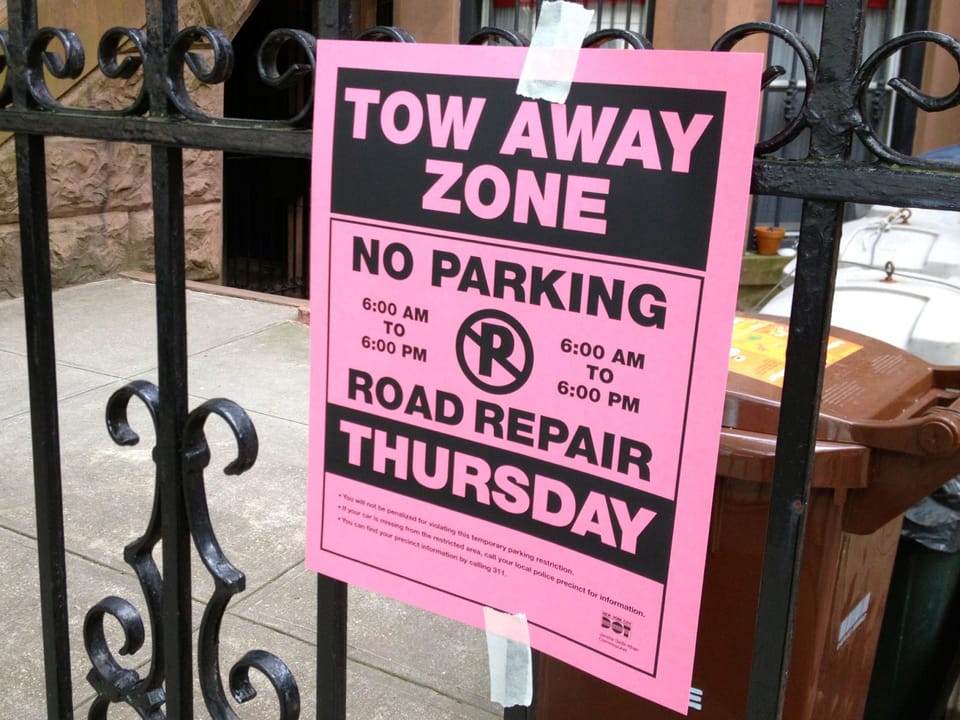 No Parking On Prospect Park West During DOT Road Work