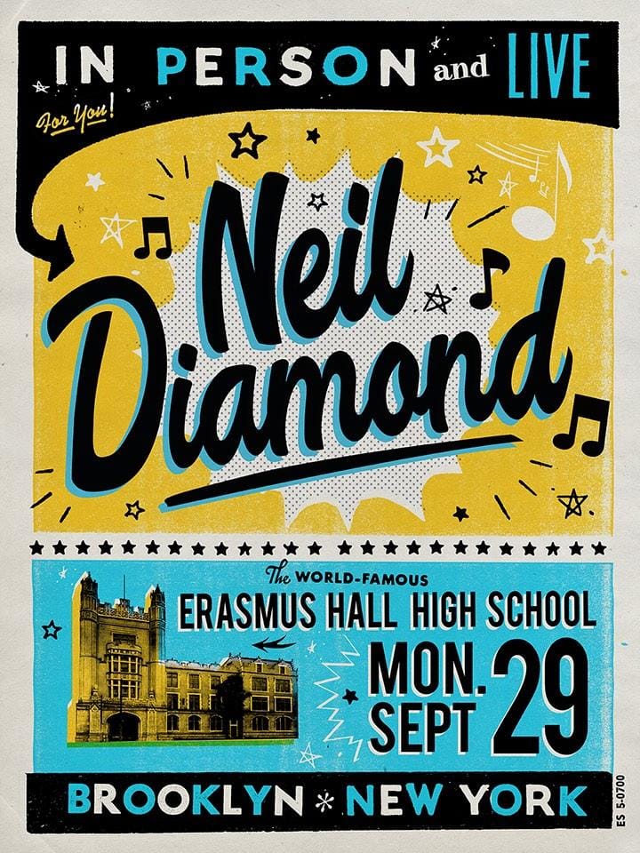 Neil Diamond Announces He Will Play At Erasmus Hall High School Tonight