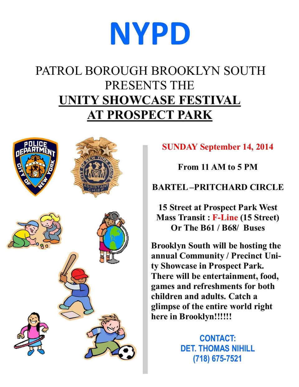 Join Patrol Brooklyn Borough South Officers On Sunday, September 14 For Annual Unity Showcase Festival