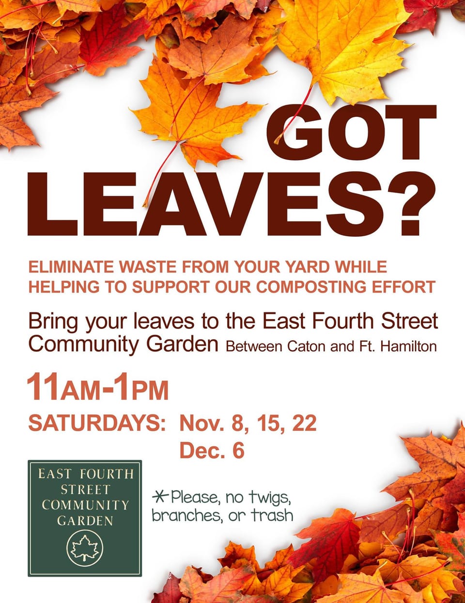 Bring Your Leaves To The East 4th Street Community Garden Starting In November