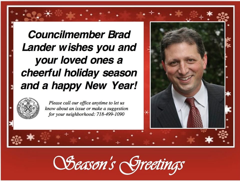 Happy Holidays From Councilmember Brad Lander & Staff!