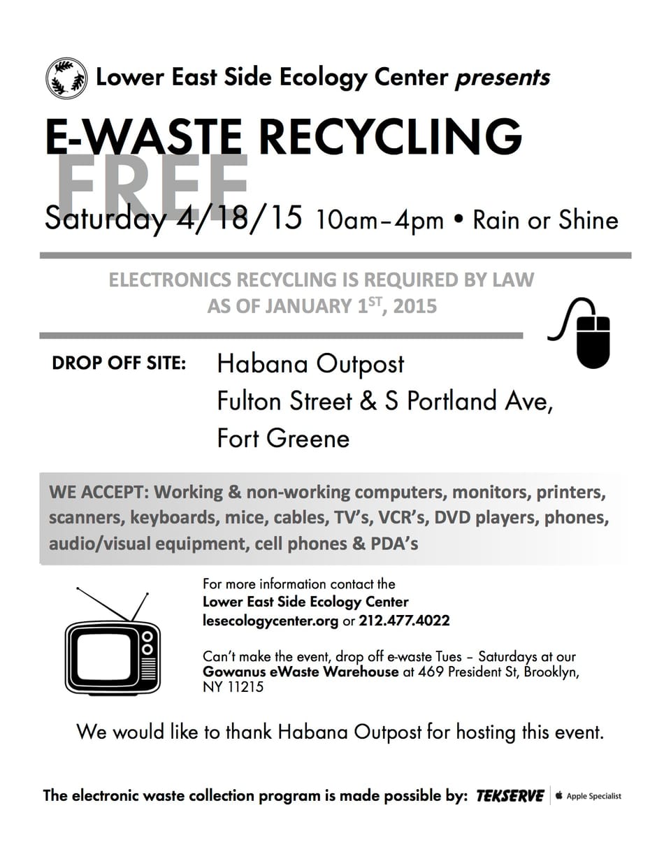 Free E-Recycling Tomorrow At Earth Day Expo In Fort Greene