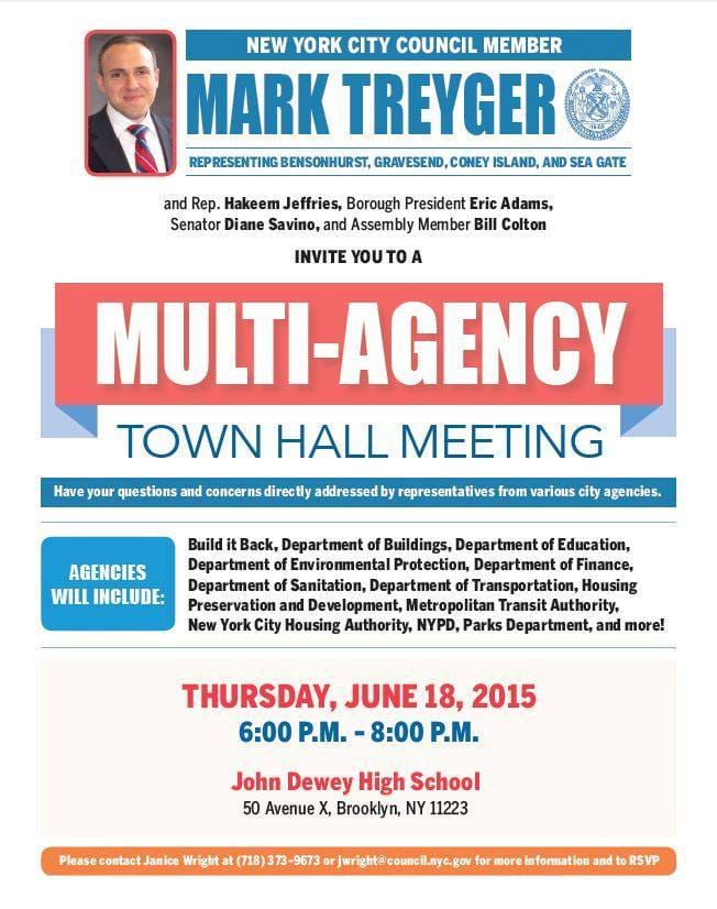 Tonight: Town Hall With 20+ City Agencies At John Dewey HS