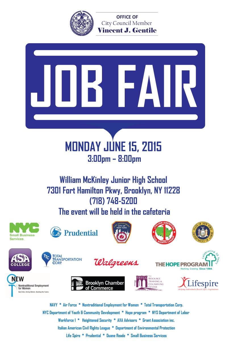 Gentile To Host Job Fair At William McKinley JHS On Monday, June 15