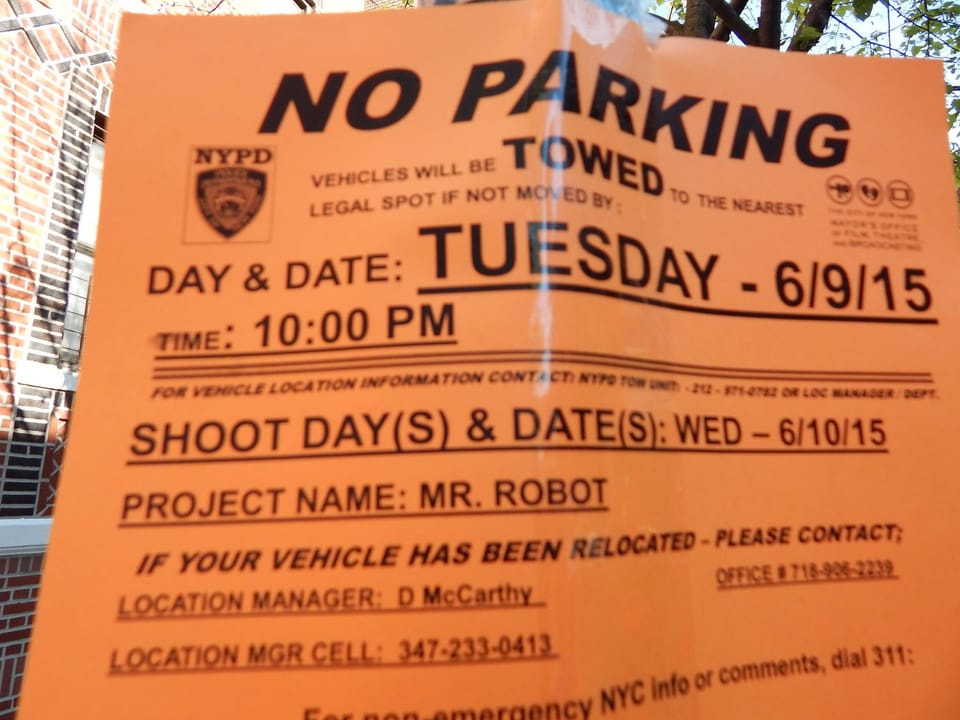 USA’s New Thriller, Mr. Robot, To Film In Our Neighborhood Tomorrow, June 10 — Move Your Cars By Tonight