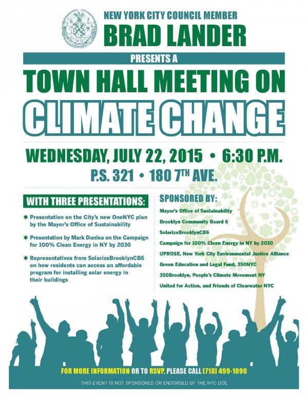 Join Councilmember Brad Lander To Discuss Climate Change Tonight