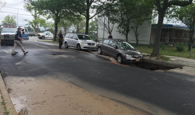 BREAKING: Giant Sinkhole In Coney Island Nearly Swallows Car