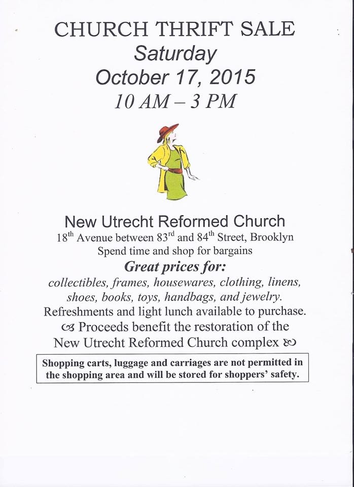 Tomorrow: Find Treasures At New Utrecht Reformed Church Autumn Thrift Sale