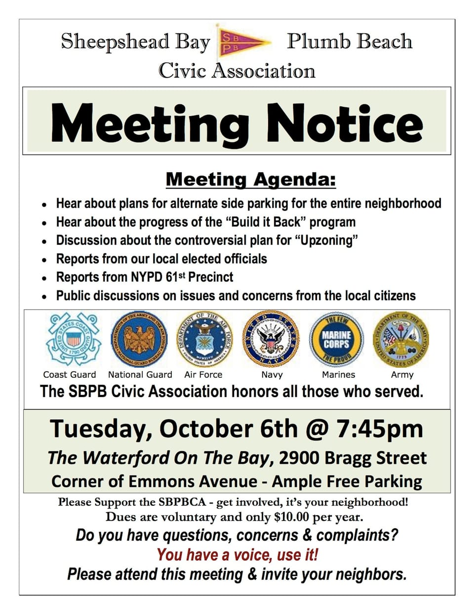 Sheepshead Bay – Plumb Beach Civic Meeting Tonight Will Address Rezoning And Build It Back