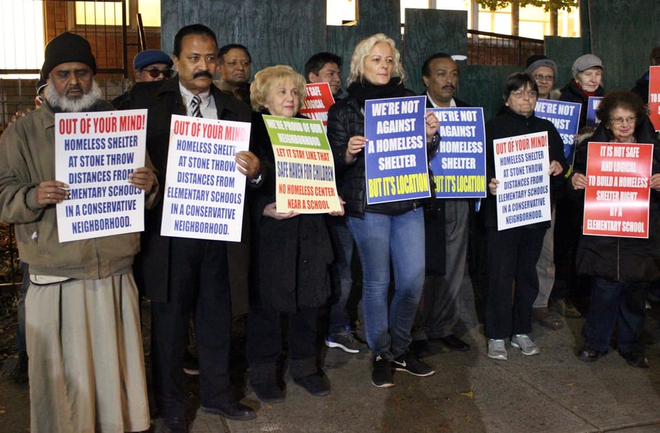 Locals Protest The Opening Of A Homeless Shelter On McDonald Avenue