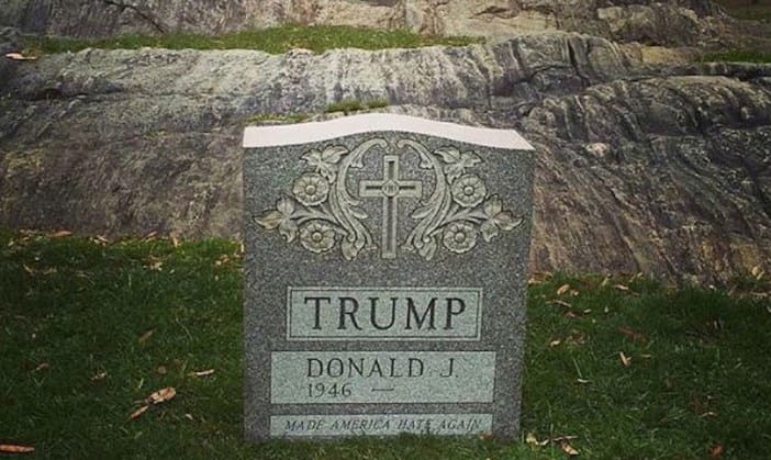 Trump ‘Tombstone’ Linked to Frightening Clown In Green-Wood Cemetery