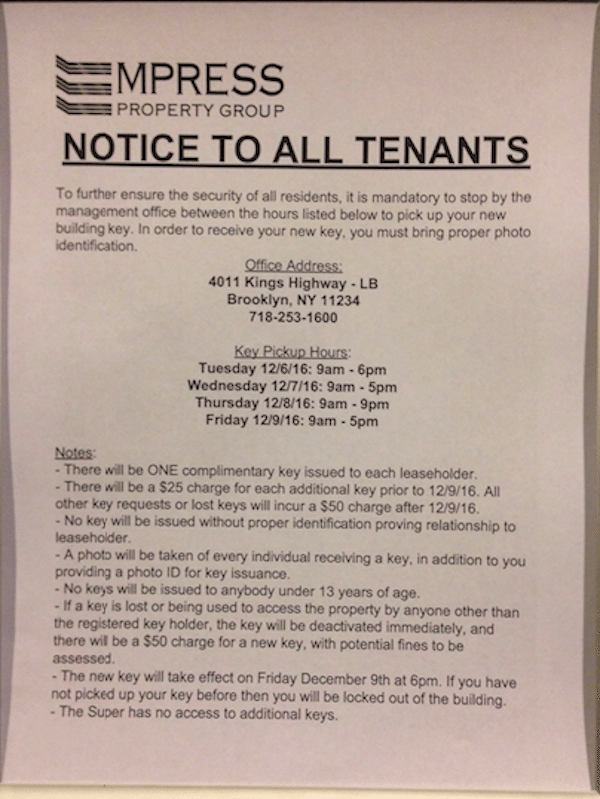 Developing Story: Some Tenants Could Face Lockout Tomorrow At 415 East 16th Street