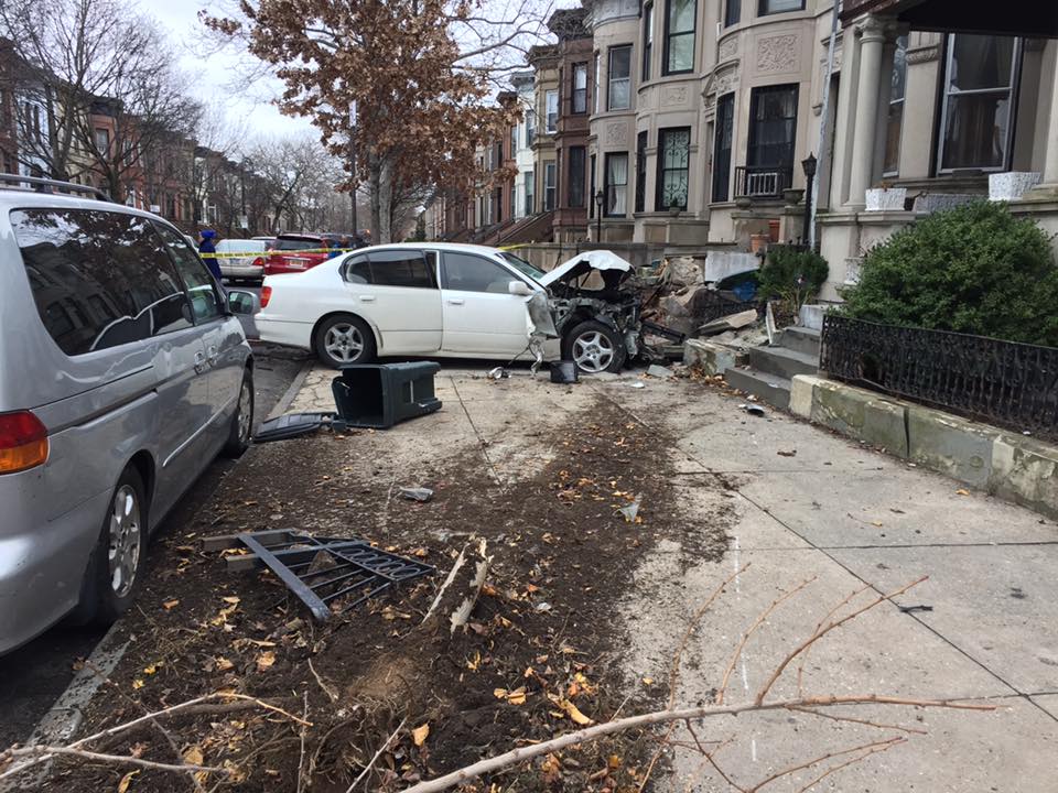 Man Smashes Stolen Car Into Stoop In Prospect-Lefferts Gardens [Updated]