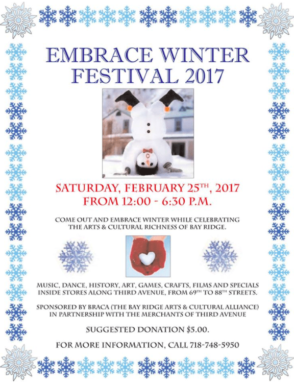 “Embrace Winter” in Bay Ridge This Saturday