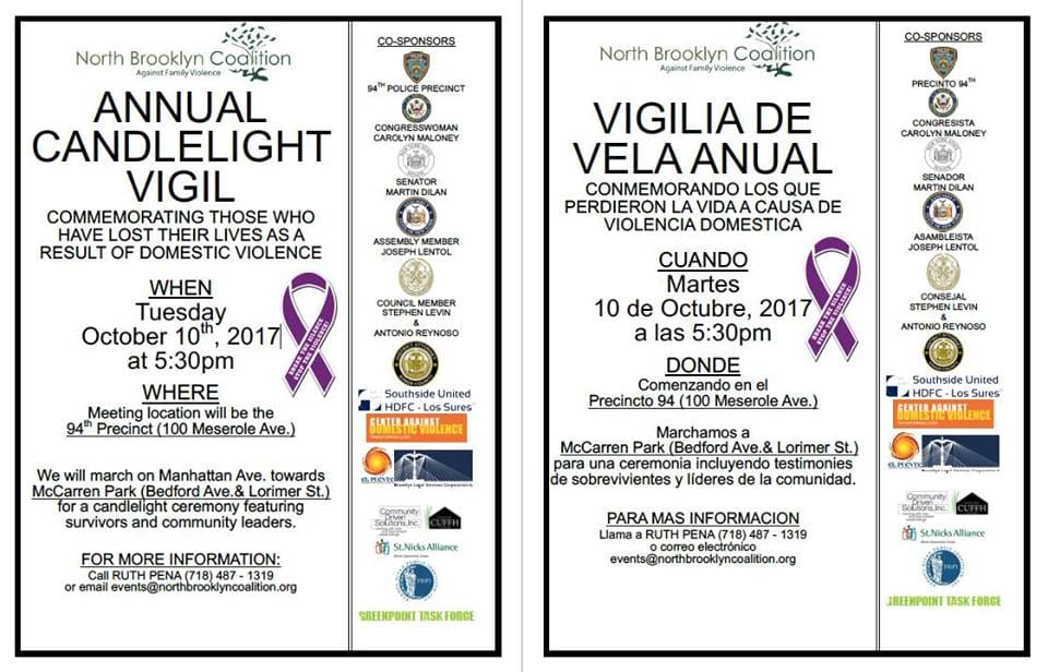 Candlelight Vigil Against Family Violence Tonight in McCarren Park