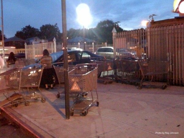 shopping carts sidewalk pomegranate store 2009