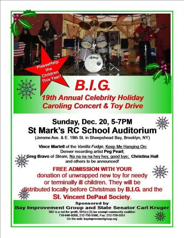 BIG caroling concert toy drive st marks church