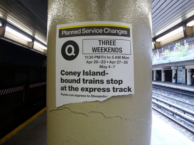 4 and Q trains are taking this weekend off